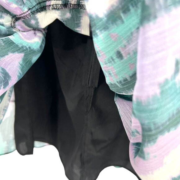 Chelsea28 Abstract Halter Tiered A-Line Mini Dress Purple Turquoise XS NWOT - Picture 5 of 8